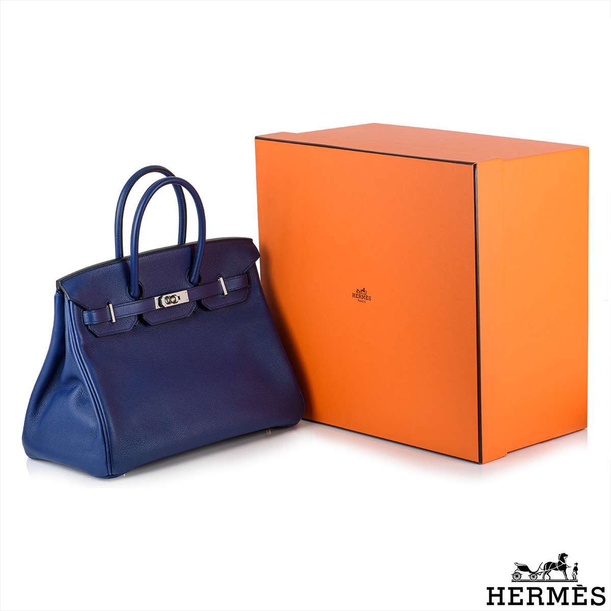 Hermes Birkin 35 Bag Blue Sapphire Limited Edition Toile Printed Sea S –  Mightychic